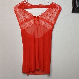 🧡 Brand New Elegant Red Lace Nightgown